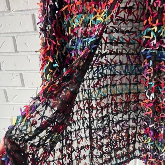 VINTAGE  Oscar de la Renta RARE 80s Sheer Black Bow Jacket Cardigan, Large - Picture 8 of 15